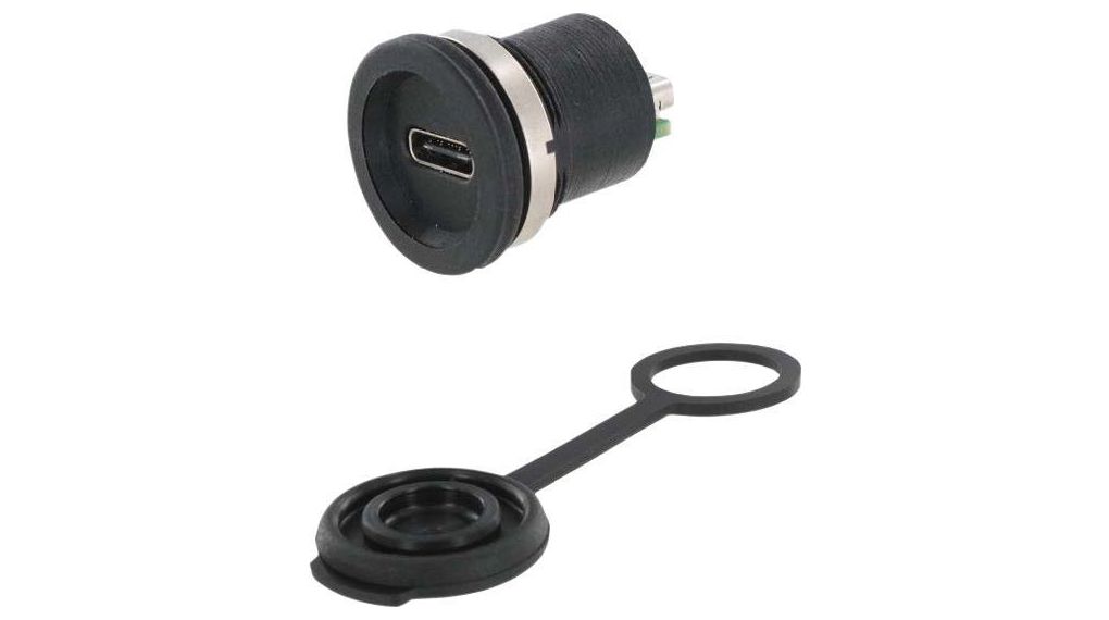 Encitech Connectors Straight, Front Mount, Socket- Dual Port Type USB 3.1 Type C USB 3.1 IP67 USB Connector