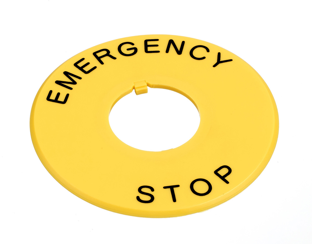 Idec Nameplate for Use with XW Series 40 mm Operator Emergency Stop Switches, Emergency Stop