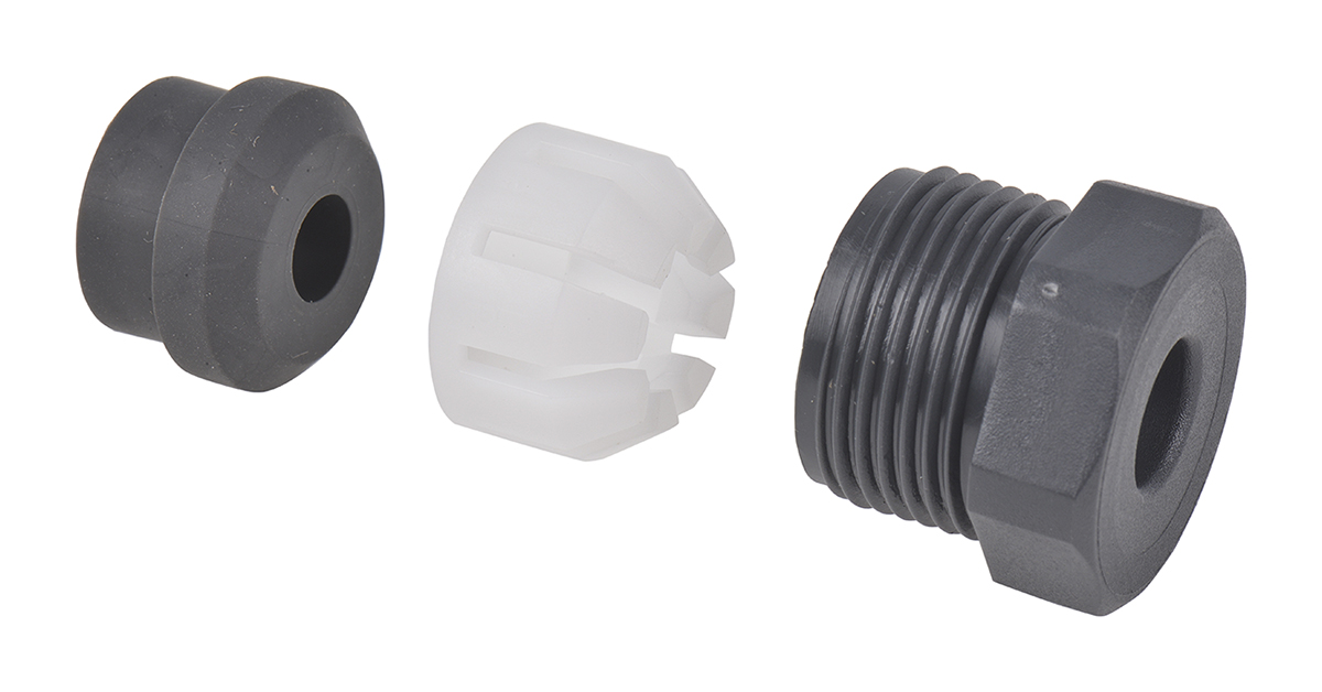 Bulgin 7000 Series Black, Grey, White, Yellow Thermoplastic Cable Gland Kit, 5mm min., 7mm max., IP66, IP68, IP69K