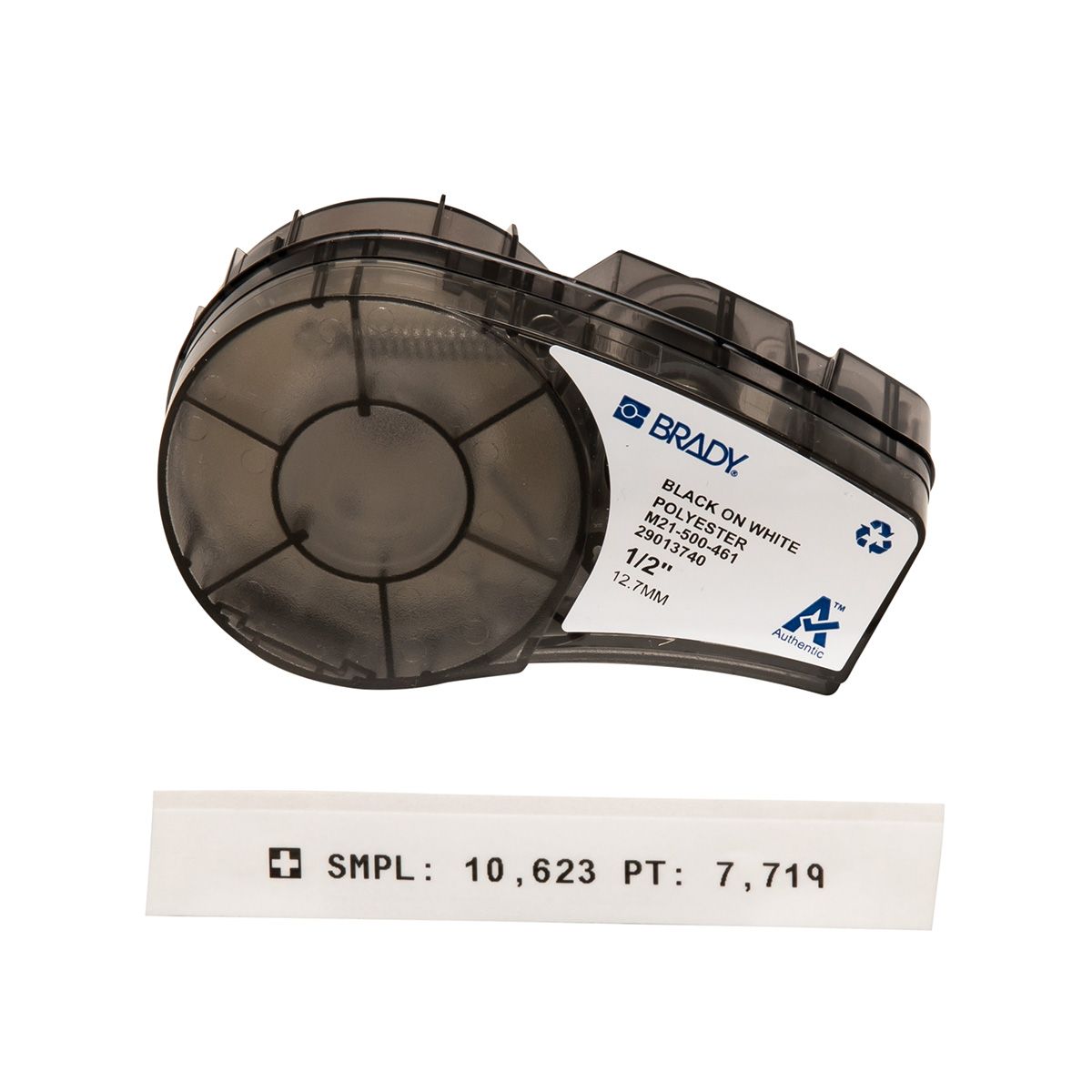 Brady B-461 Black on Black on White Label Printer Tape, 6.4 m Length, 12.70 mm Width
