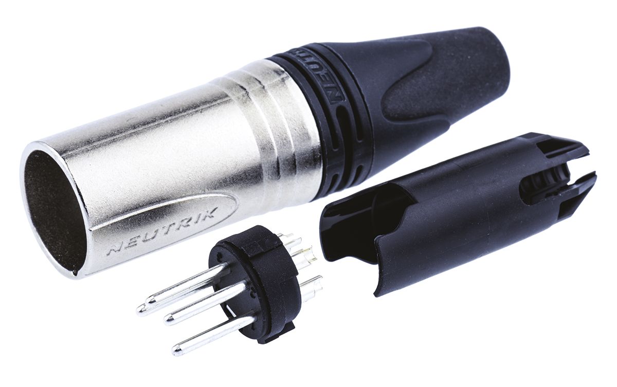 Neutrik Cable Mount XLR Connector, Male, 50 V, 4 Way, Silver over Nickel Plating