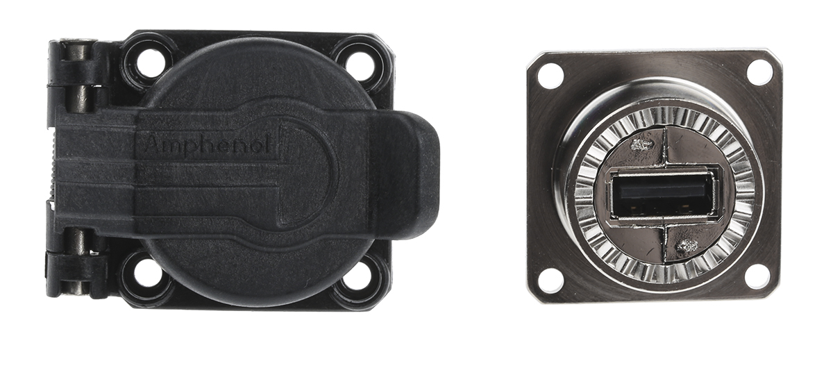 Amphenol Socapex Straight, Panel Mount, Socket- Single Port Type A 2.0 IP54 USB Connector
