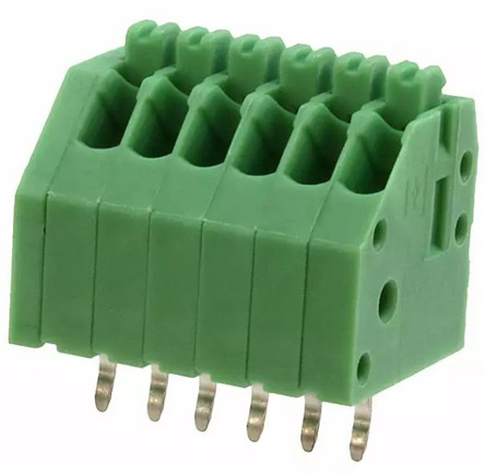 Phoenix Contact PTSA 0.5/ 6-2.5-F Series PCB Terminal Block, 2.5mm Pitch, Through Hole Mount, 1-Row, Solder Termination