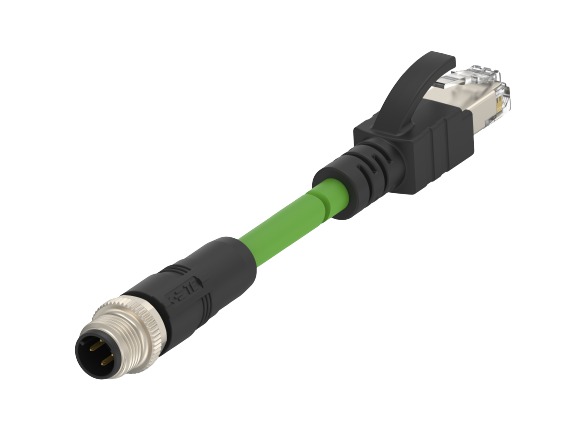 TE ConnectivityTCD1474, 1m Cat5e, Green M12 to Male RJ45 Male Shielded, Terminated PUR Sheath