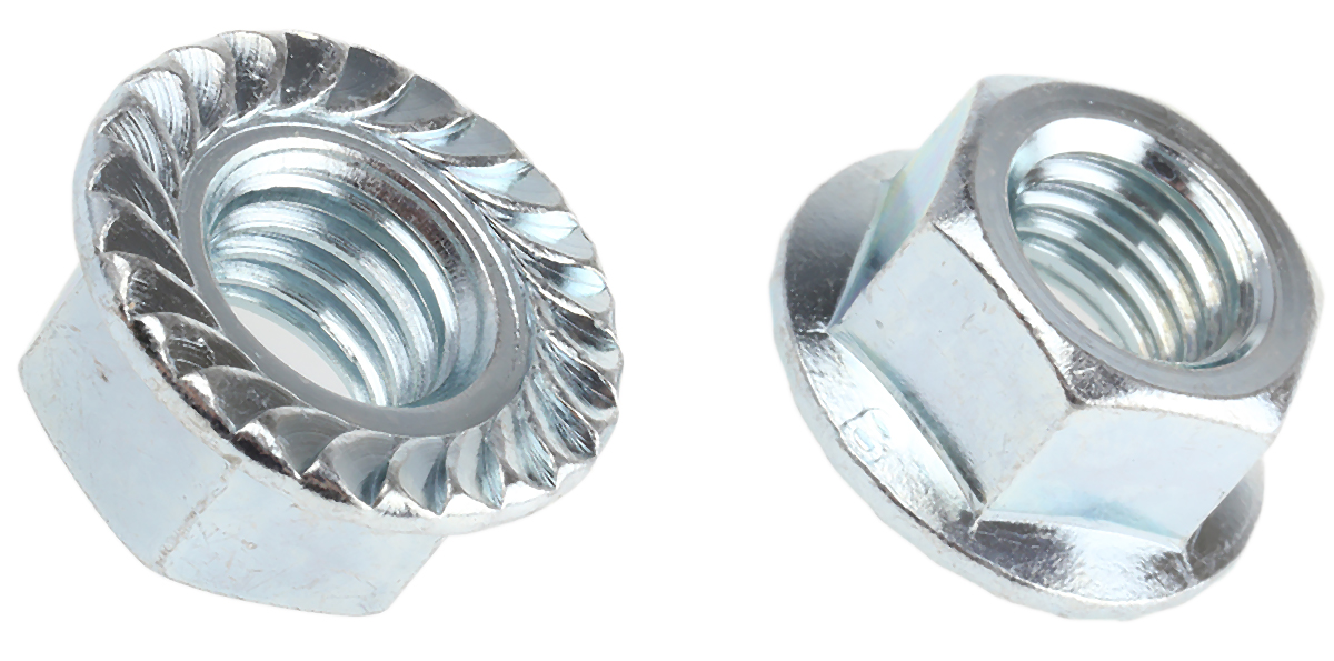 RS PRO, Bright Zinc Plated Steel Flanged Hex Nut, DIN 6923, M12