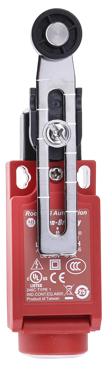 Allen Bradley Guardmaster 440P Series Adjustable Roller Lever Limit Switch, NO/NC, IP66, SPST, Glass Filled PBT Housing
