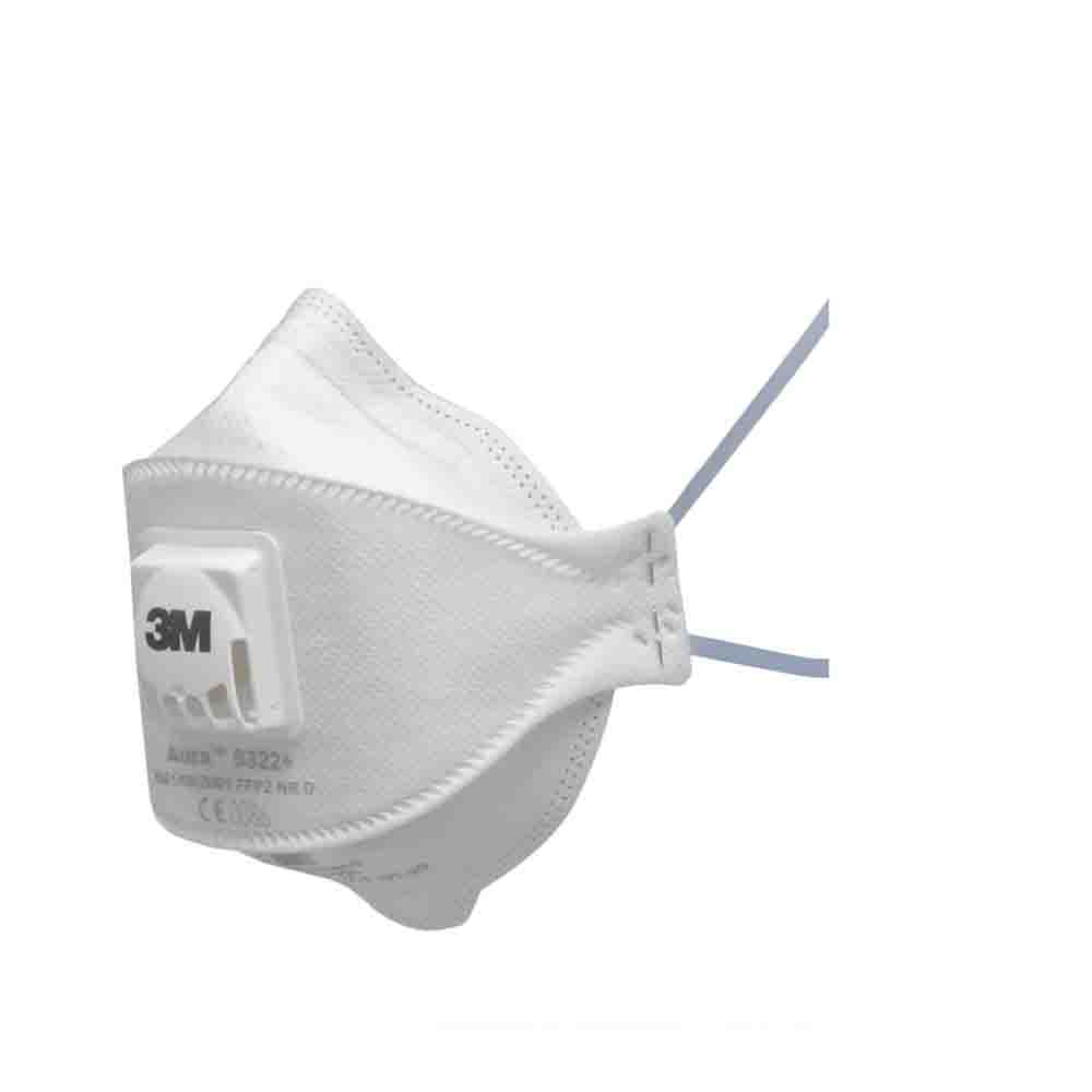 3M 9300A+ Series Disposable Face Mask for General Purpose Protection, FFP2, Valved, Fold Flat