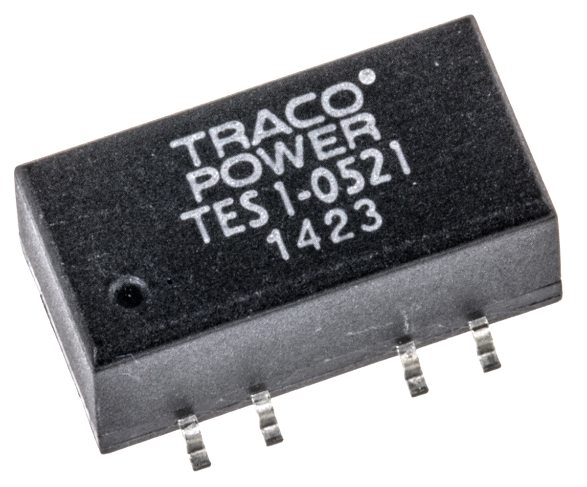 TRACOPOWER TES 1 DC-DC Converter, ±5V dc/ ±100mA Output, 4.5 → 5.5 V dc Input, 1W, Surface Mount, +90°C Max Temp
