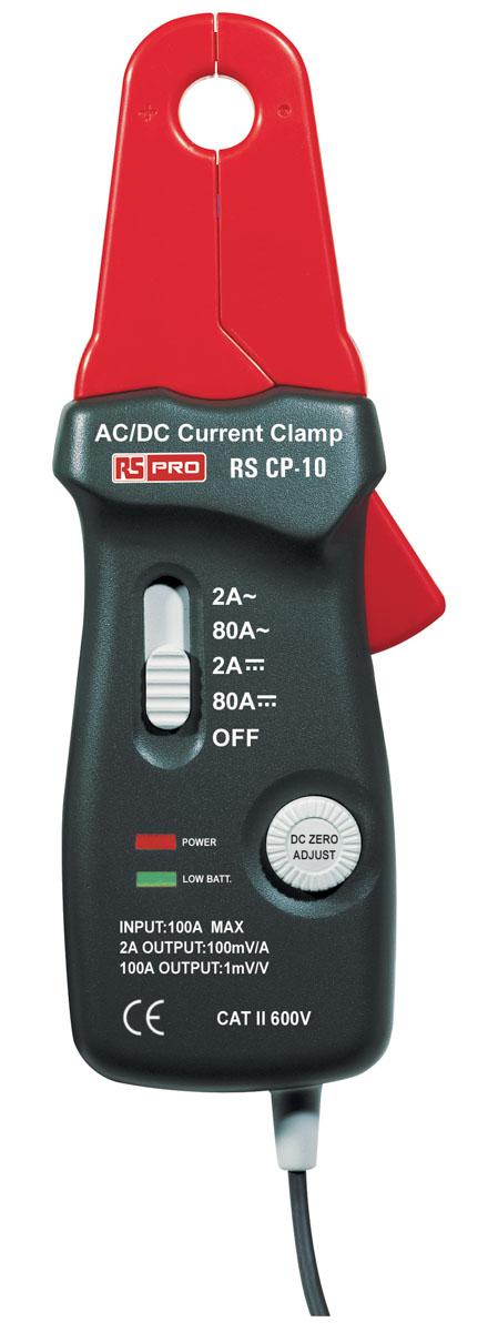 RS PRO RS CP-10 Multimeter Current Clamp Adapter, 80A DC Max, AC/DC Adapter, 80A ac AC Max, Current Output - UKAS