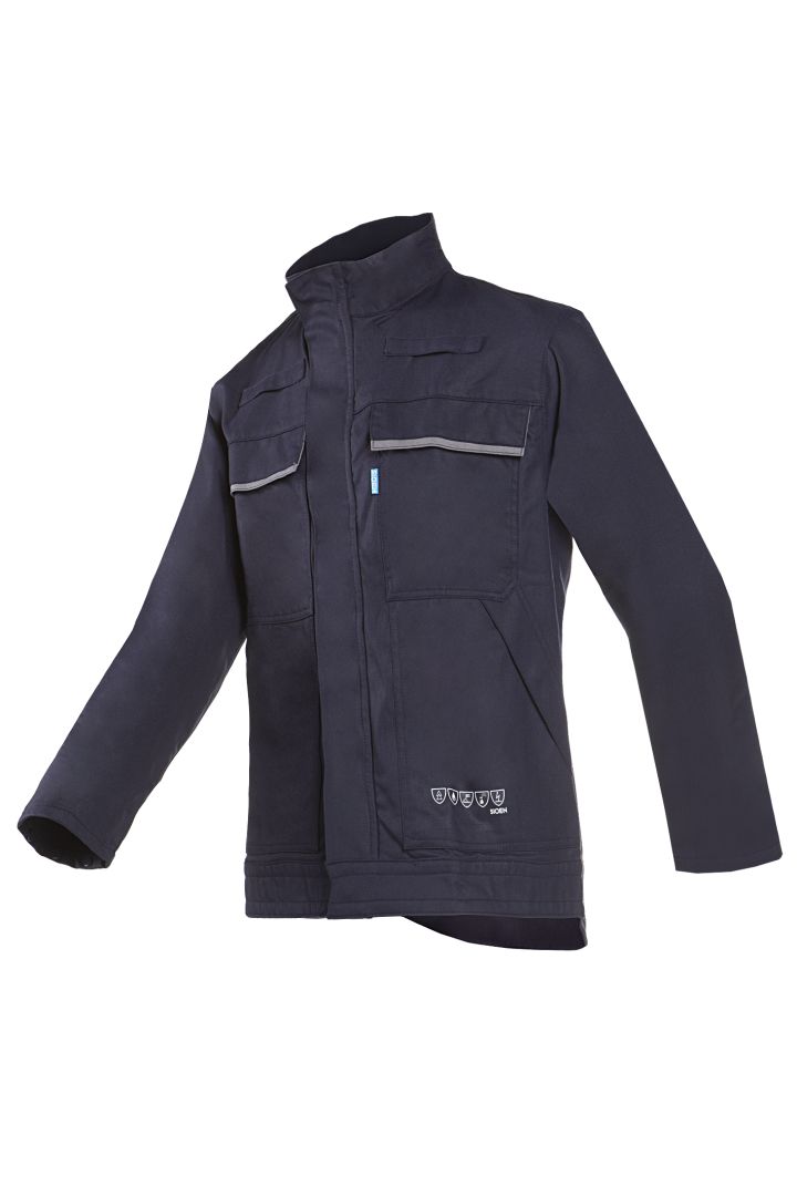 Sioen Uk 019VA2PF9 Navy, Anti-Static, Chemical Resistant, Flame Retardant, Waterproof Jacket, M