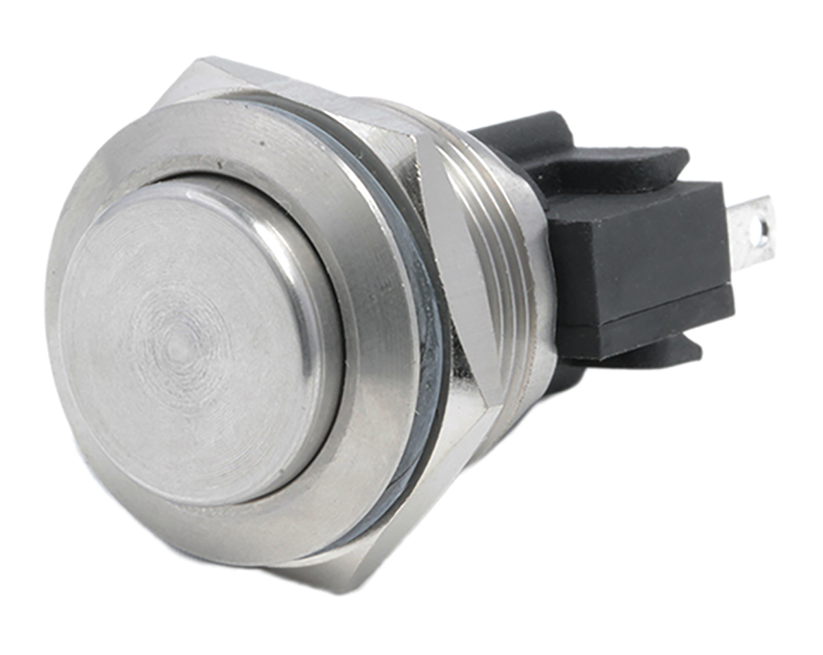 Bulgin Push Button Switch, Momentary, Panel Mount, 19.2mm Cutout, SPST, 250V ac, IP66