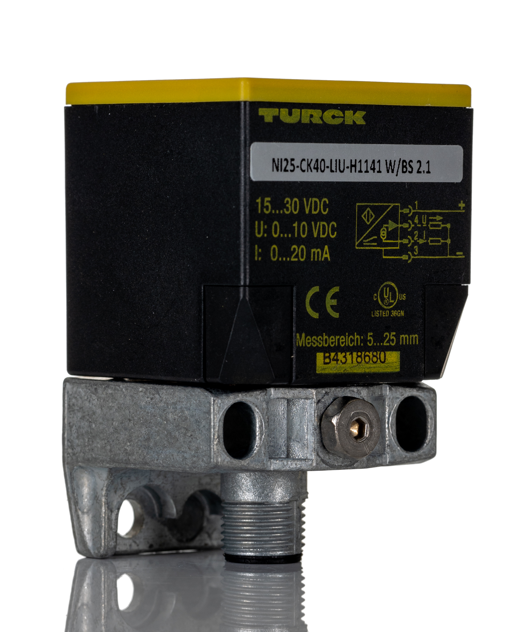 Turck Inductive Block Proximity Sensor, M12, 25 mm Detection 0-10 V/0-20 mA, 15 → 30 V dc