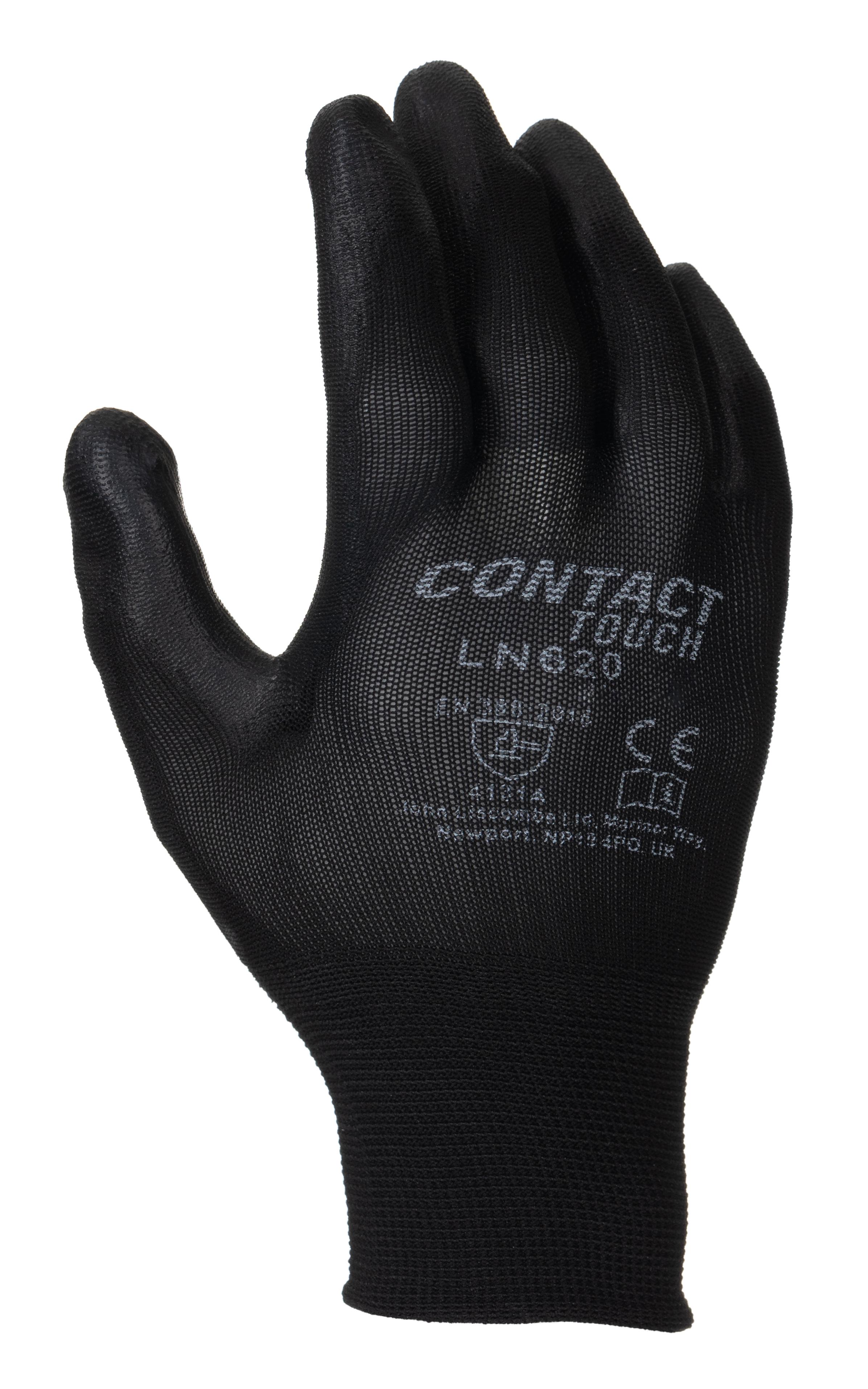 Liscombe Black Nylon Nylon Work Gloves, Size 8, Polyurethane Coating