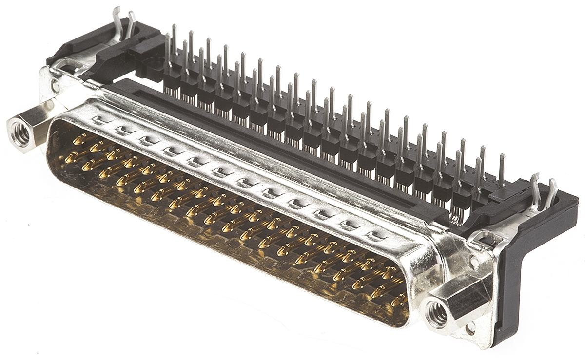 HARTING 37 Way Right Angle Through Hole D-sub Connector Plug, 2.76mm Pitch, with 4-40 UNC Female Screwlocks, Boardlocks
