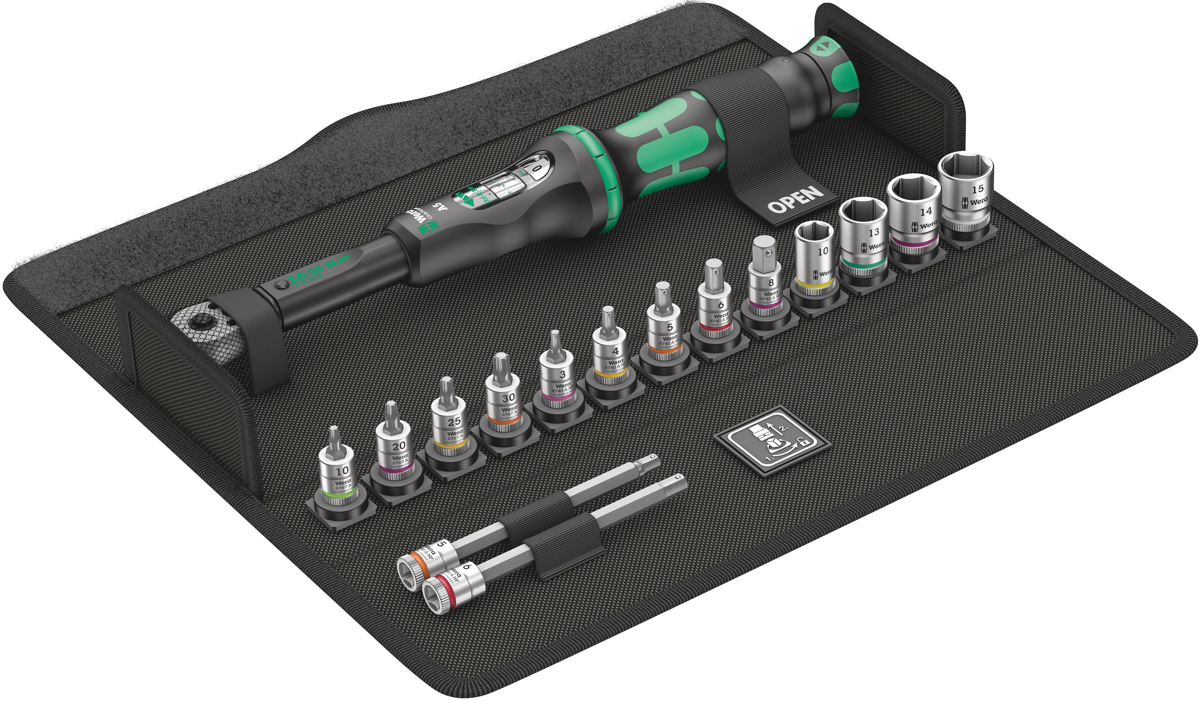 Wera Bicycle Set Torque 1 Click Torque Wrench Set, 2.5 → 25Nm, 1/4 in Drive, Hex Drive