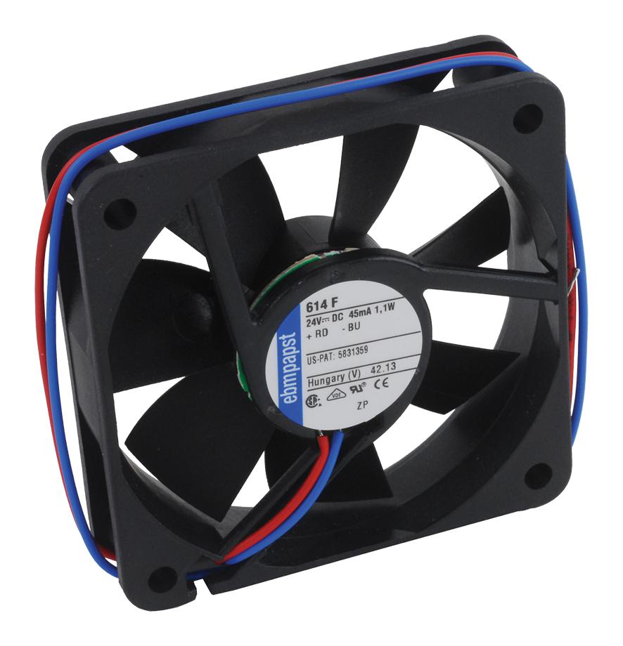 ebm-papst 600 F Series Axial Fan, 24 V dc, DC Operation, 29m³/h, 1.1W, 46mA Max, IP20, 60 x 60 x 15mm