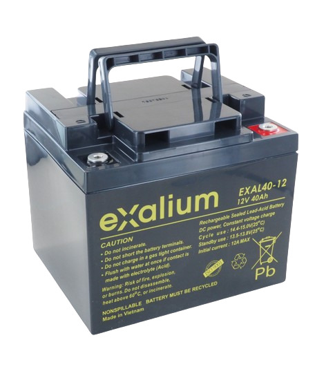 Exalium 12V M6 Lead Acid Battery, 40Ah