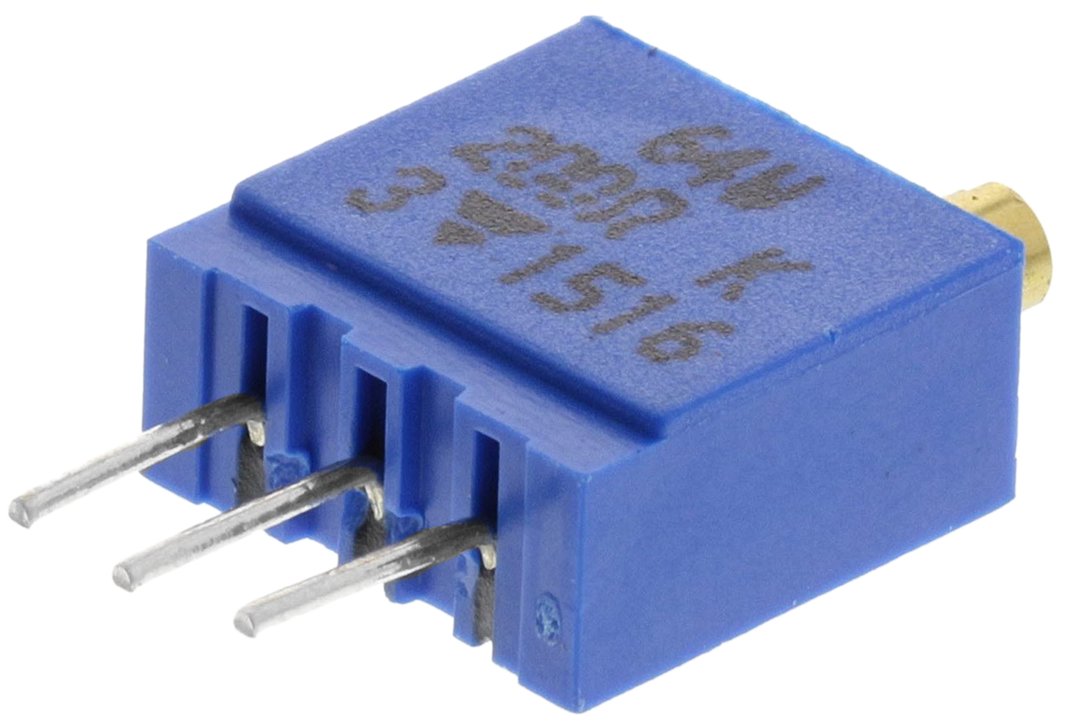 Vishay 64W Series 19 (Electrical), 22 (Mechanical)-Turn Through Hole Trimmer Resistor with Pin Terminations, 200Ω ±10%