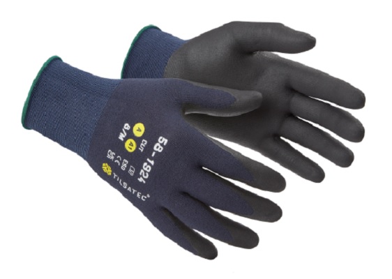 Tilsatec Coating: Black, Liner: Dark Blue Work Gloves, Size 8, Microfoam Coating
