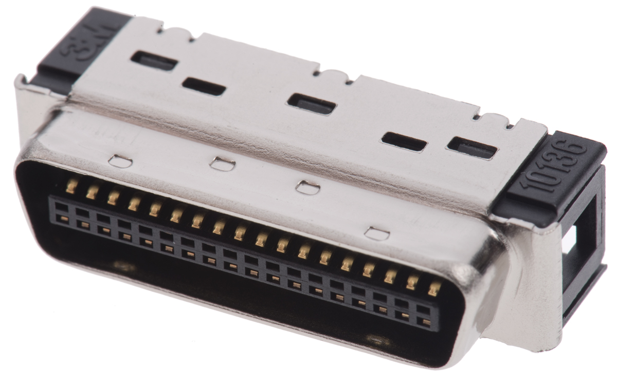 3M 101 36 Way Cable Mount D-sub Connector Plug, 1.27mm Pitch