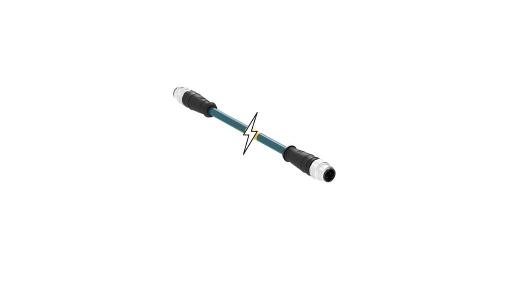 MolexBrad Micro-Change, 15m Cat5e, Green M12 to Male M12 Male, Shielded Shielded, Terminated PVC Sheath