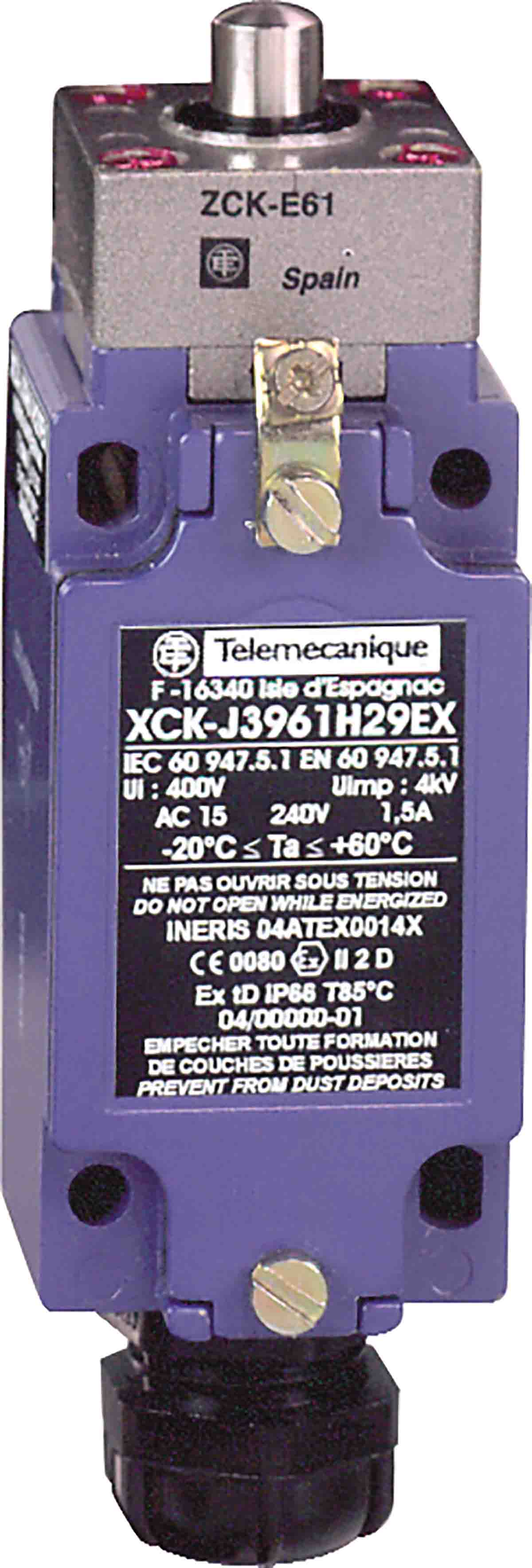 Telemecanique Sensors XCKJ Series Plunger Limit Switch, 2NC/1NO, IP66, Zinc Alloy Housing, 6A Max