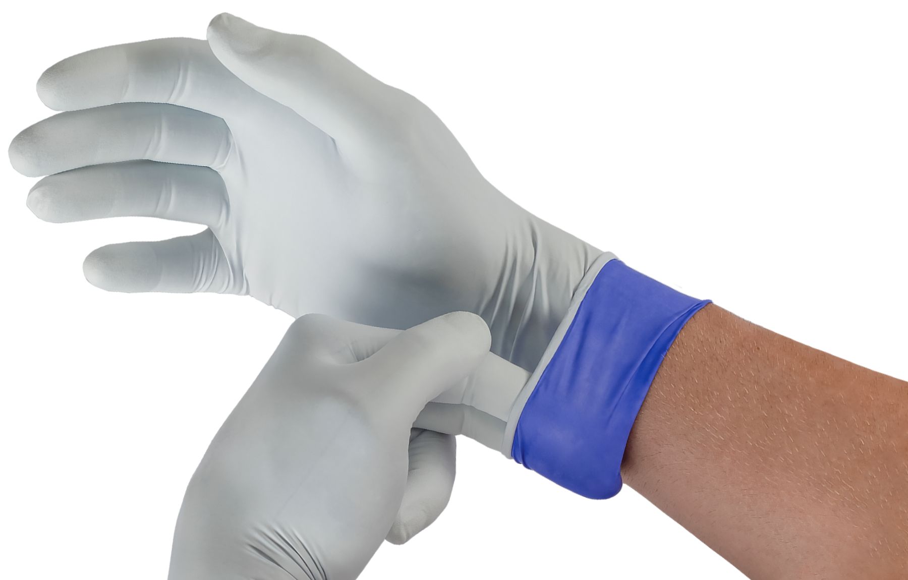 Ansell 93-868 Blue/White Powder-Free Nitrile Disposable Gloves, Size 7.5-8, Medium, 100 per Pack