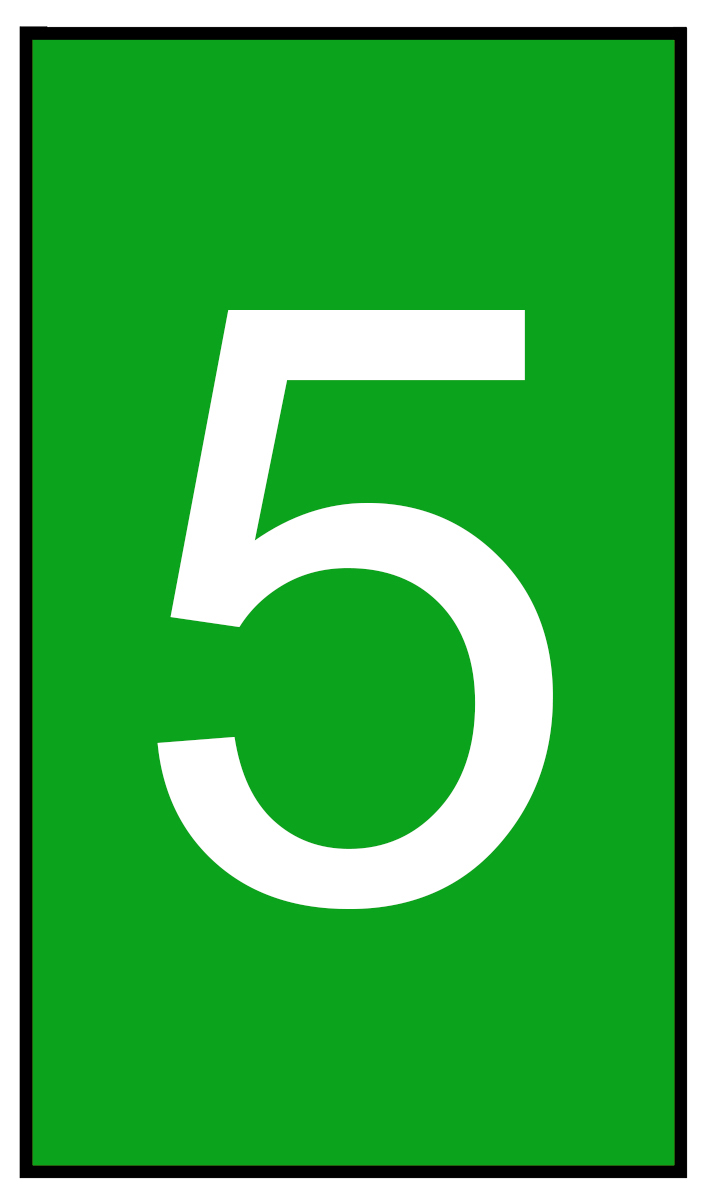 HellermannTyton Ovalgrip Slide On Cable Markers, White on Green, Pre-printed "5", 1.8 → 6.3mm Cable, 901-10621