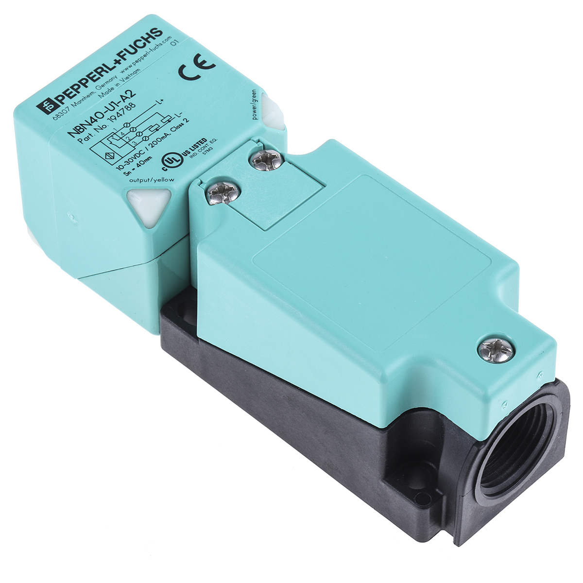 Pepperl + Fuchs Inductive Block Proximity Sensor, 40 mm Detection, PNP NO+NC, 10 → 30 V dc
