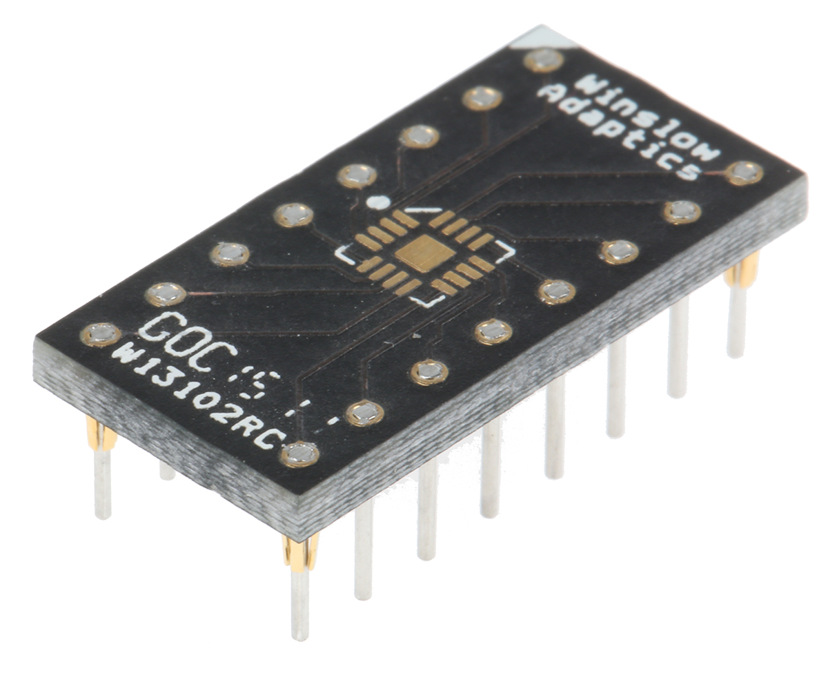 Winslow Straight Through Hole Mount 0.5 mm, 2.54 mm Pitch IC Socket Adapter, 16 Pin Female QFN to 16 Pin Male DIP