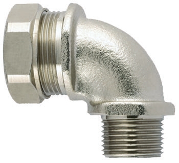 HellermannTyton 90° Elbow, Conduit Fitting, 32mm Nominal Size, M32, Brass, PA 6, Silver IP65 rating