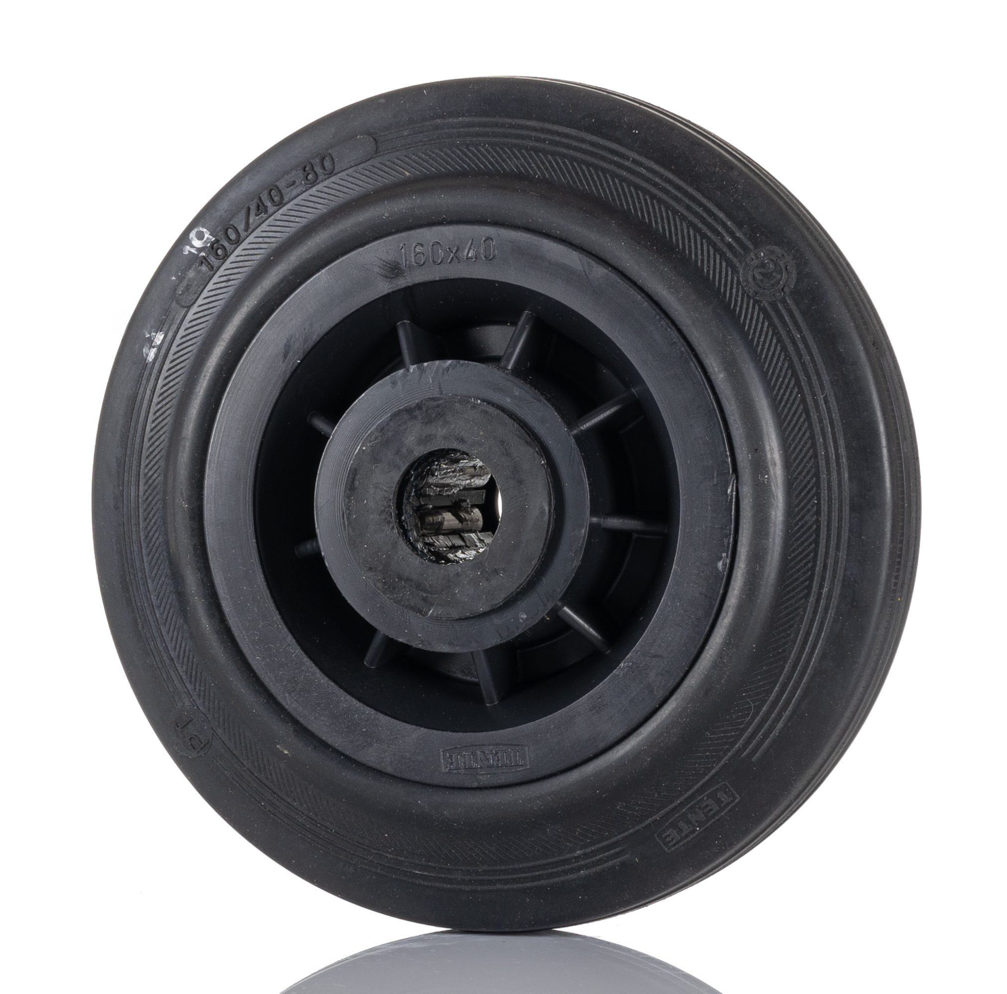 Tente Black Rubber Ageing Resistant Trolley Wheel, 135kg
