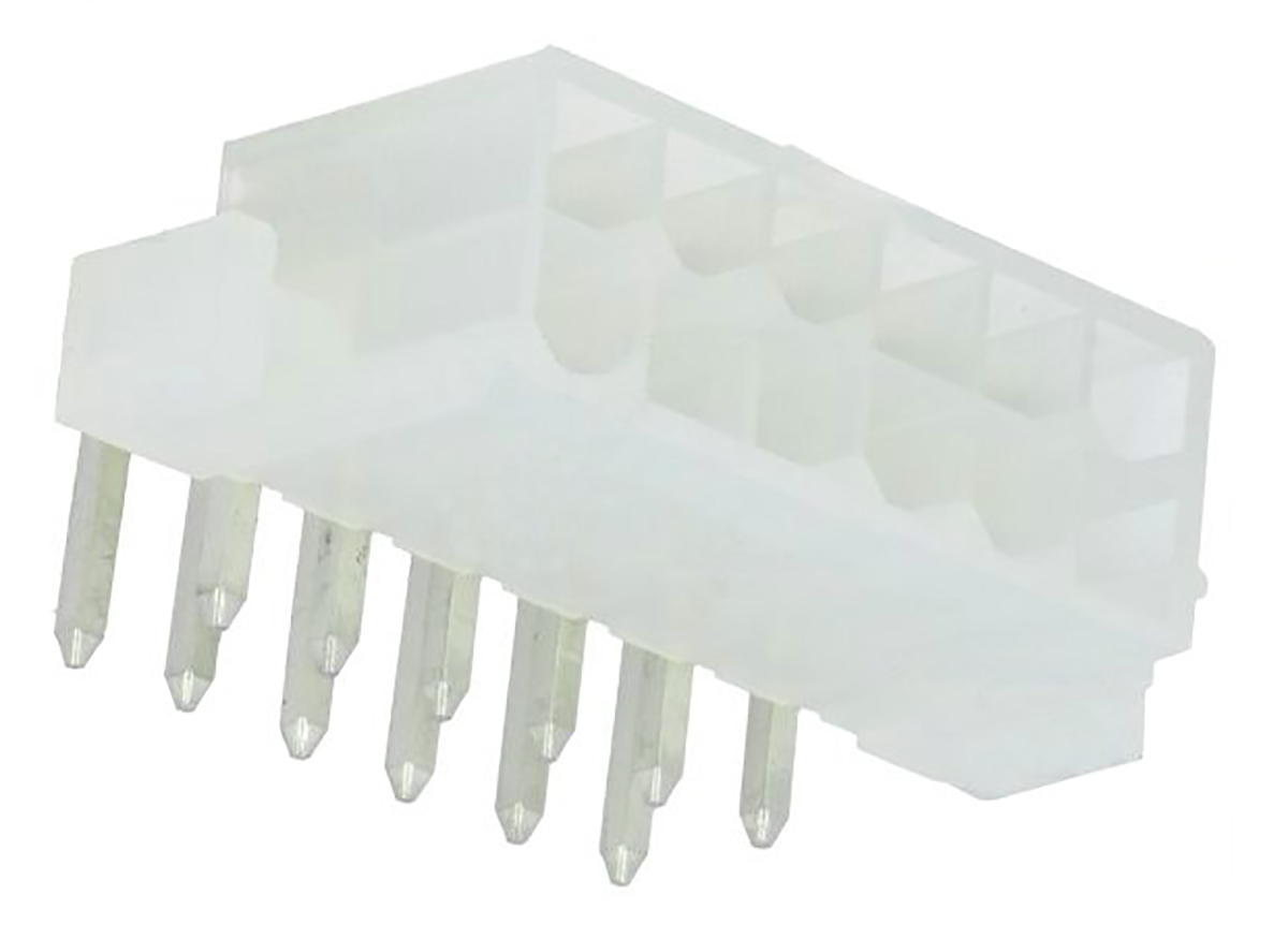 Molex Mini-Fit Jr Series Right Angle Through Hole PCB Header, 12 Contact(s), 4.2 mm Pitch, 2 Row, Shrouded