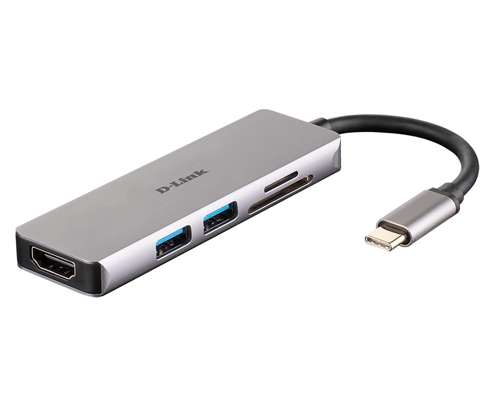D-Link 2 Port USB 3.0 USB C  Hub, USB Powered, 96 x 29 x 9mm