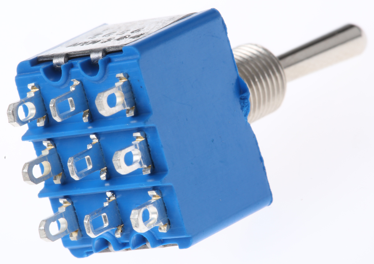 APEM Toggle Switch, Panel Mount, On-On, 3PDT, Solder Terminal
