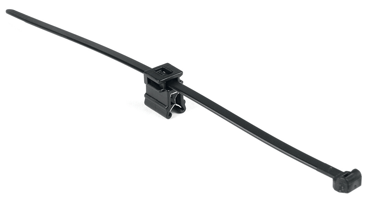 HellermannTyton Self Adhesive Black Cable Tie Mount 4.6 mm x 200mm, 1.2mm Max. Cable Tie Width