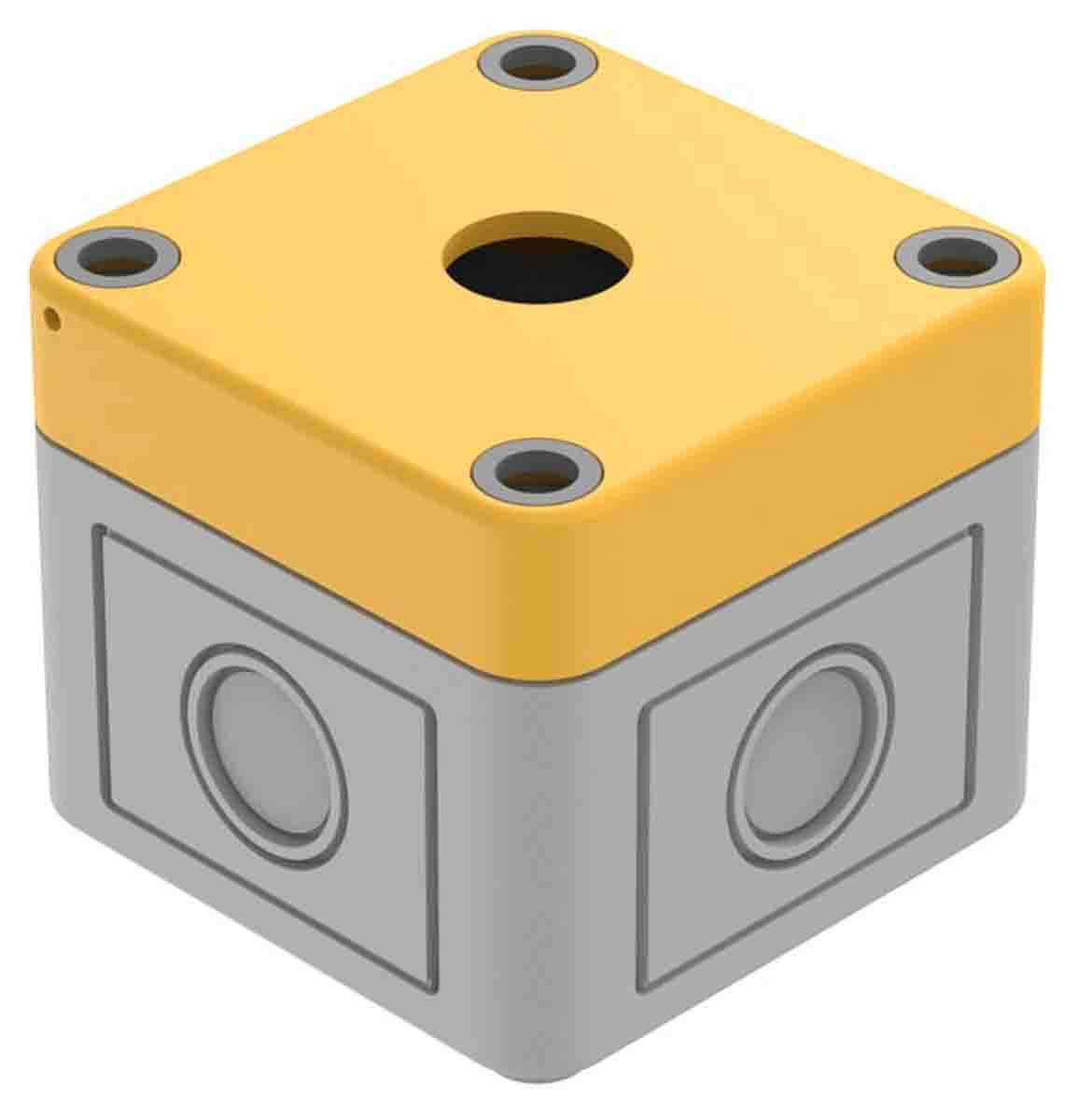 EAO Grey/Yellow Plastic 84 Push Button Enclosure - 1 Hole 22.5mm Diameter