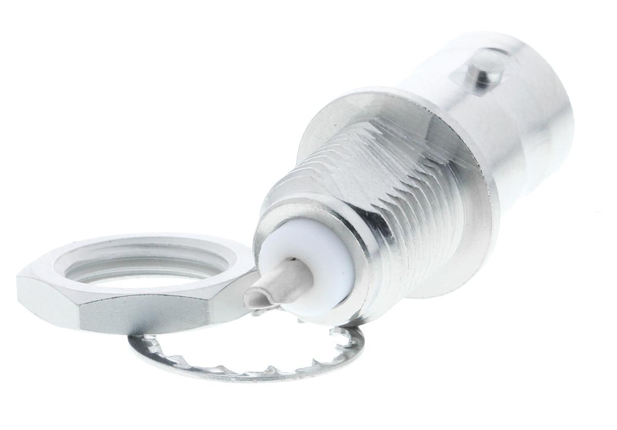 Radiall R141 Series Straight 50Ω Panel Mount Bulkhead Fitting BNC Connector, jack, Nickel, Solder Termination