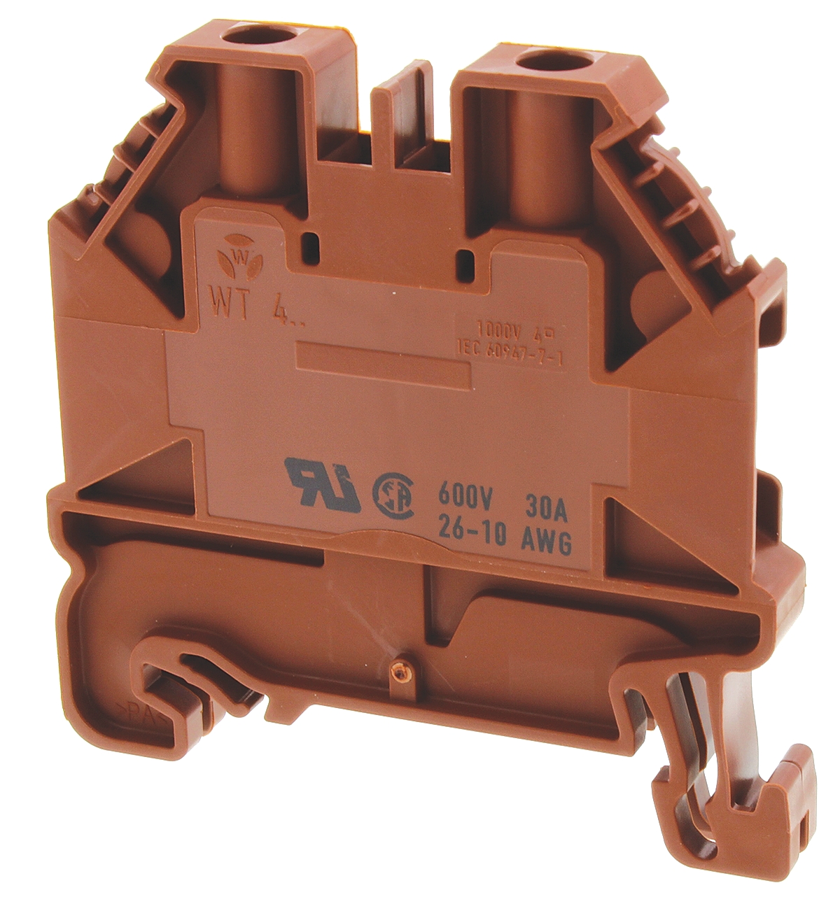 Wieland 58.504.0055.4 WT 4 Series Brown, Single-Level, Screw Termination, ATEX