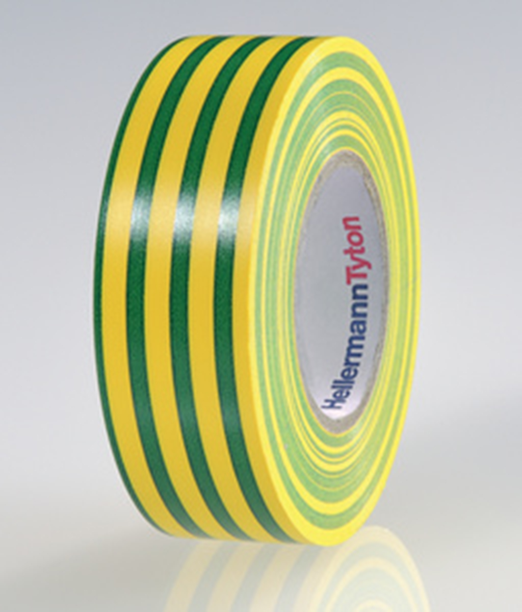 HellermannTyton HelaTape Flex Green, Yellow Electrical Tape, 19mm x 20m
