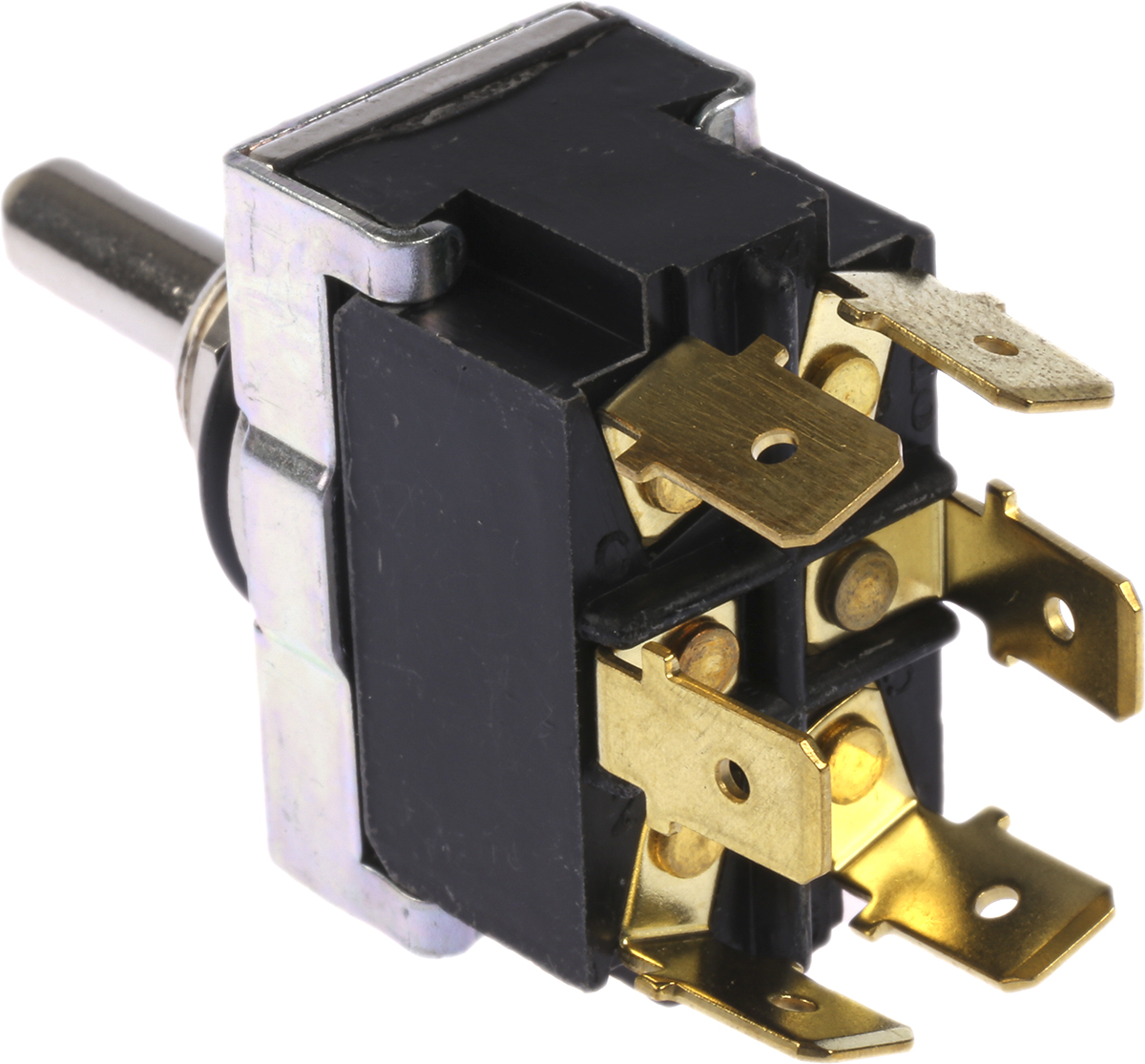 TE Connectivity Toggle Switch, Panel Mount, (On)-Off-(On), DPDT, Tab Terminal