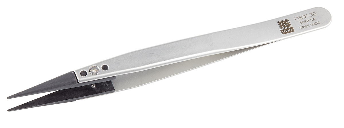 RS PRO 130 mm, Stainless Steel, ESD Tweezers