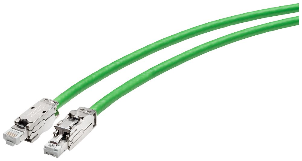 Siemens, 25m Cat6a, Green RJ45 to Male RJ45, Aluminium foil with a braided tin-plated copper wire screen Shielded,