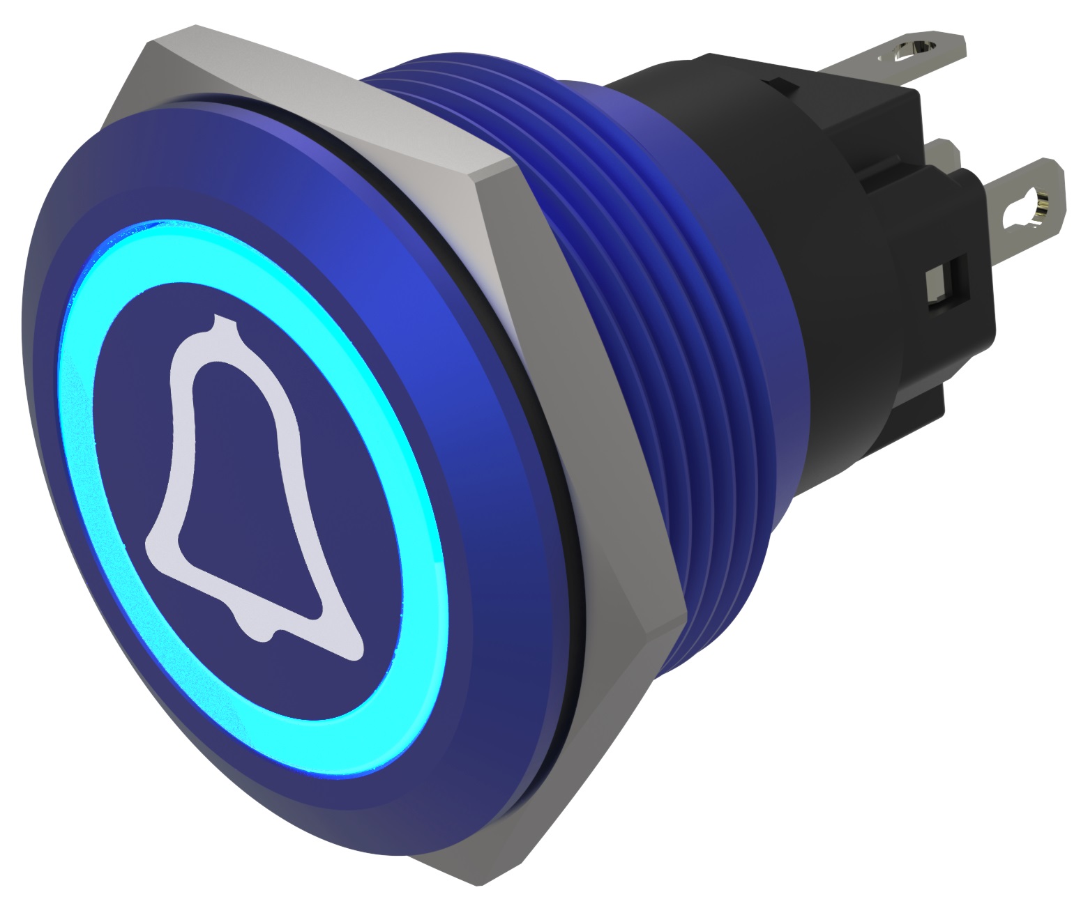 EAO Series 82 Series Illuminated Push Button Switch, Momentary, Flush Mount, 22mm Cutout, SPST, SPST, Blue LED, 24V,