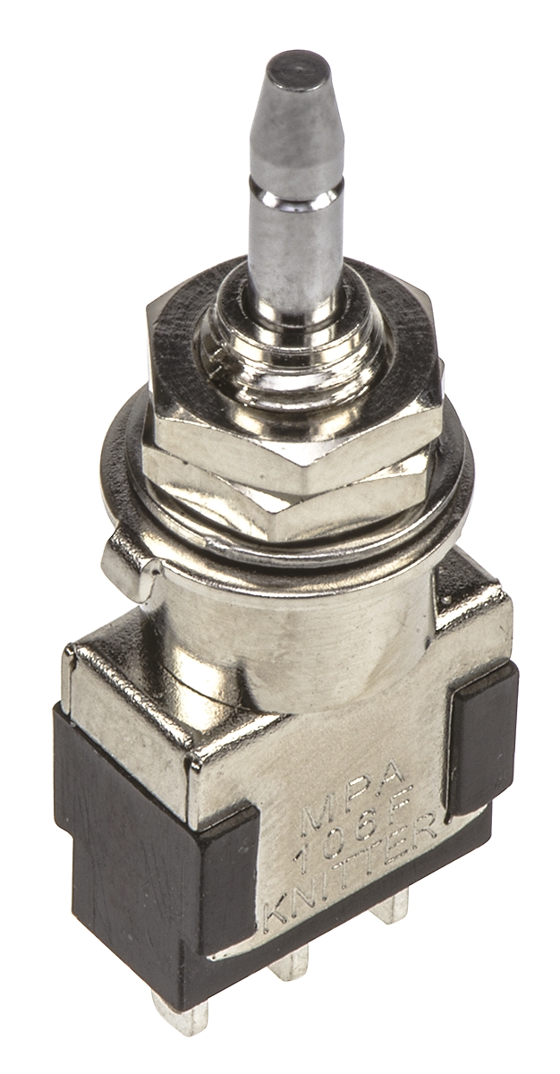 KNITTER-SWITCH Miniature Push Button Switch, Momentary, Panel Mount, 6.4mm Cutout, SPDT