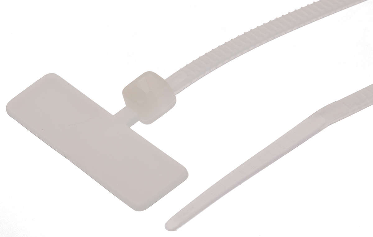 RS PRO Cable Tie, 111mm x 2.6 mm, Natural Nylon, Pk-100