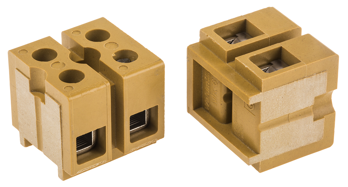 Weidmuller SAK Series Non-Fused Terminal Block, 2-Way, 41A, 22 → 10 AWG Wire, Screw Termination