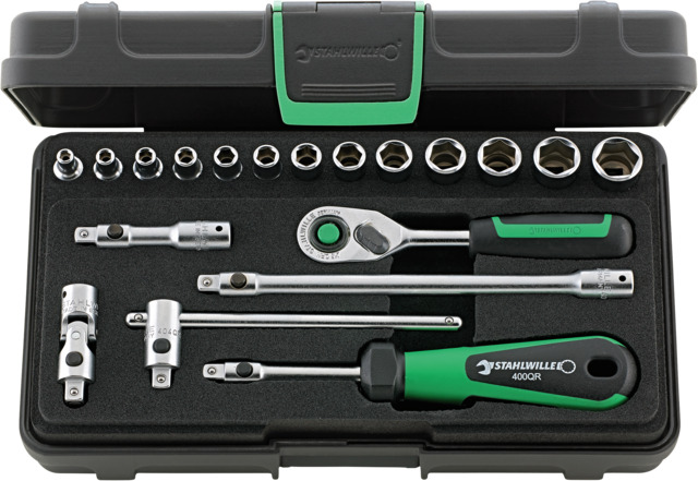 STAHLWILLE 19-Piece Metric 1/4 in Standard Socket Set with Ratchet, 6 point