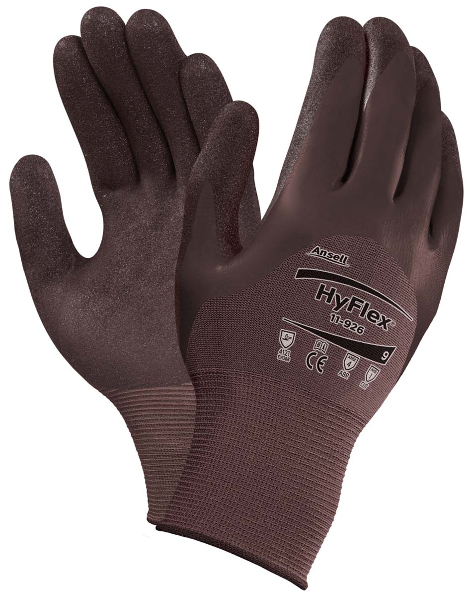 Ansell 11-926 Purple Nylon Nylon Work Gloves, Size 8, Nitrile Coating