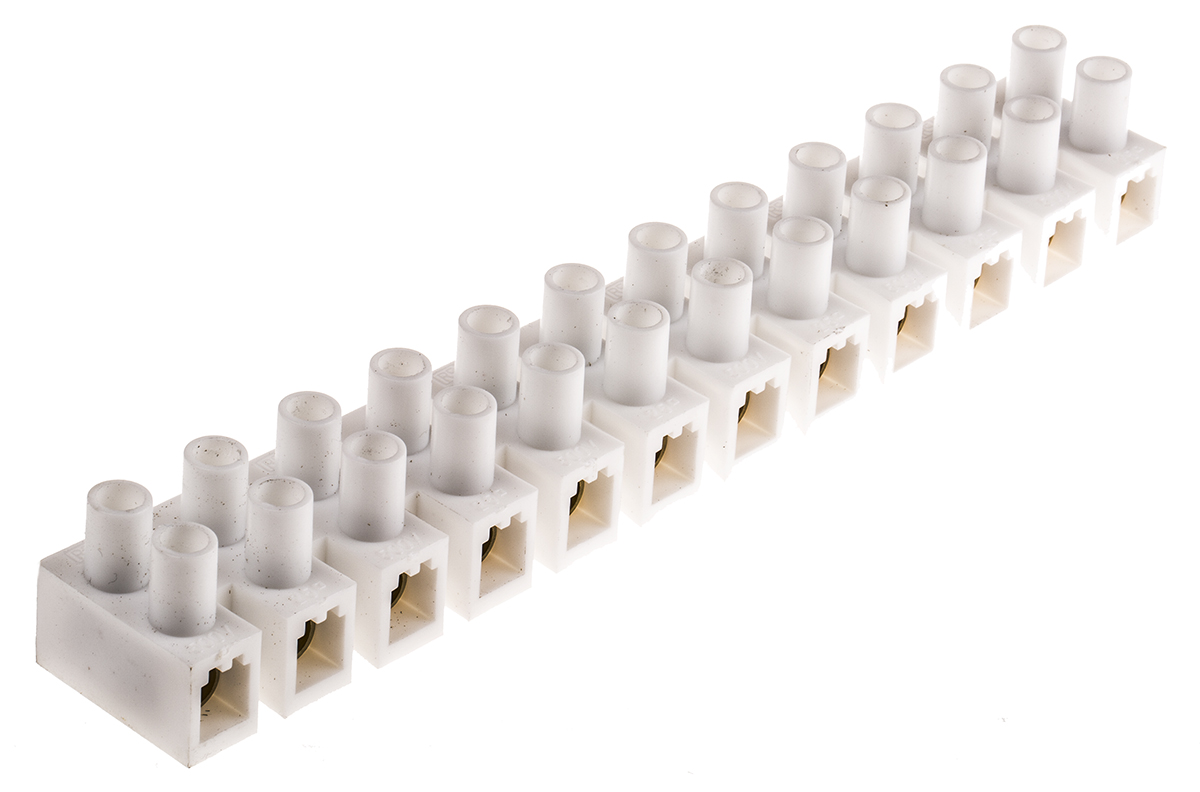 RS PRO Non-Fused Terminal Block, 12-Way, 101A, 4 AWG Wire, Screw Down Termination